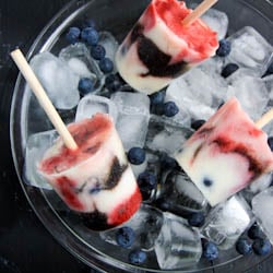 Red, White and Blueberry Yogurt Pop