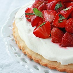 Cookie Tart with Basil Strawberries