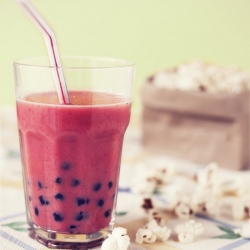 Strawberry Bubble Tea and Popcorn