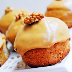 Walnut Muffins w/ Coffee Glaze