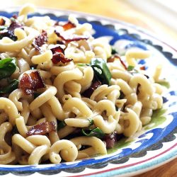 Fusilli with Bacon, Chard and Cream
