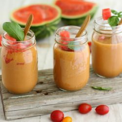 Gazpacho with Watermelon Pieces
