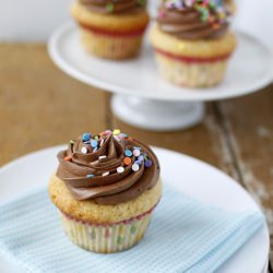 Yellow Cupcakes with Chocolate Ganache