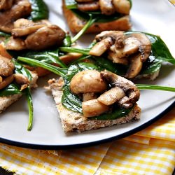 Toasts Topped with A Pan Fried Mush