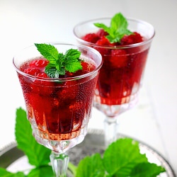 Raspberries in Rose Wine Jelly