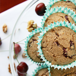 Cherry Walnut Oat Muffins