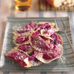 Beet Ravioli w/ Poppy Seed Butter