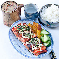 Salmon with Wasabi Mayo & Furikake