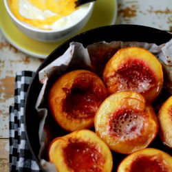 Honey Baked Nectarines with Vanilla