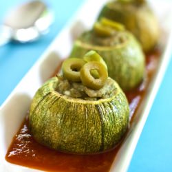 Green Olive-Stuffed Vegan Zucchini