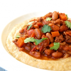 Bean Stew with Eggplant Puree