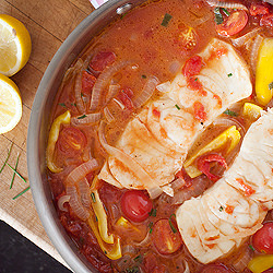 Poached Fish w/ Garden Vegetables