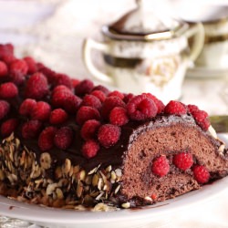 Raspberry-Chocolate Roll Cake