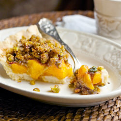 Peach Pistachio Streusel Pie