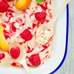 Peach and Raspberry Swirl Ice Cream
