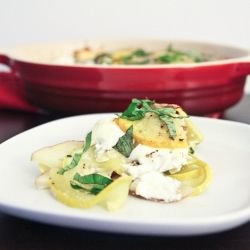 Squash, Potato, Goat Cheese Gratin
