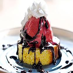 Raspberry Sorbet & Lemon Pound Cake
