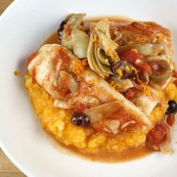 Bass in Tomato Artichoke Broth