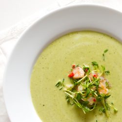 Chilled Pea Soup with Shrimp