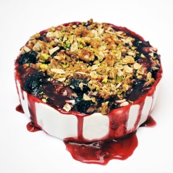 Berry-Rhubarb Crisp with Pistachios