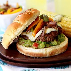 Fajita Burger with Peppers and Guacamole