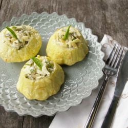 Orzo and Herb stuffed Patty Pan Squash