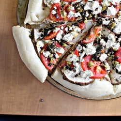 Eggplant, Tomato, Tapenade Pizza