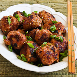 Grilled Sricha-Sesame Meatballs