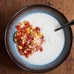 Grits with Corn, Bacon, & Tomatoes