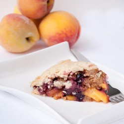 Peach Blueberry Crumble Inside Pie