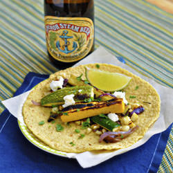 Zucchini, Corn & Red Onion Tacos