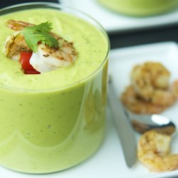 Guacamole Soup w/ Cumin Shrimp