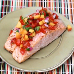 Salmon w/ Tomato Peach Salsa