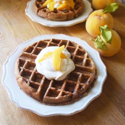 Nutella Waffles Peaches and Cream