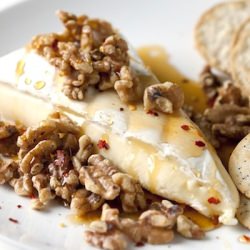 Brie with Spiced Honey and Walnuts
