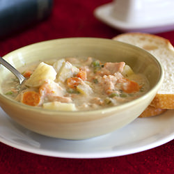 Lighter Salmon Potato Chowder