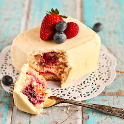 Mixed Berry Cakes with Lemon Icing