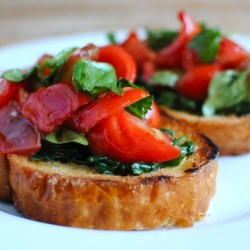 Bruschetta with Tomatoes and Spinach