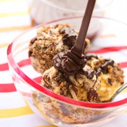 Pecan Ice Cream Balls with Chocolate