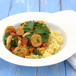 Orzo with Sausage and White Beans