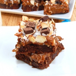 Coconut Almond Caramel Brownies