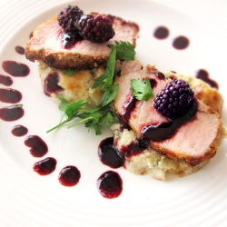 Pork, Zucchini & Blueberry Sauce