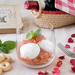 Bocconcini with Tomato Granita