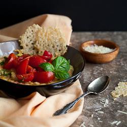 Polenta, Tomatoes & Parmesan Crisps