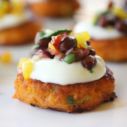 Sweet Potato Cakes with Sour Cream