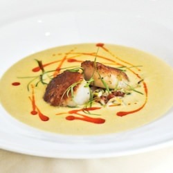 Corn Soup w/ Smoked Scallops