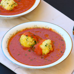 Tomato Soup w/ Polenta Dumplings