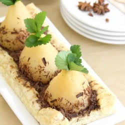 Poached Pears on Puff Pastry