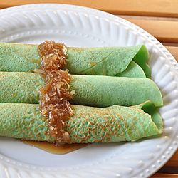 Pandan Crepes with Sweetened Coconut