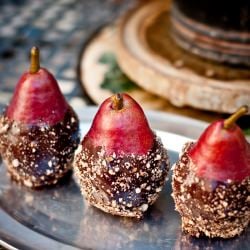 Pears with Cinnamon Nut Ganache